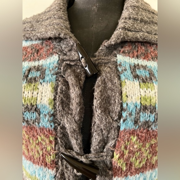 Kenzie Fair Isle Toggle Wool Blend Cardigan Small Cozy Cabin Knit - Picture 7 of 11